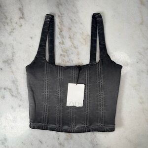 Zara Charcoal Washed Denim Corset Crop Top Structured Bustier Cotton Wmns Small